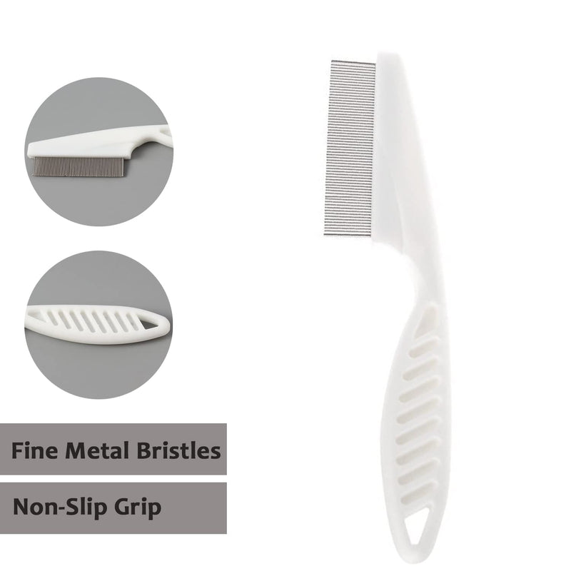 1 Piece Metal Hair Nit Comb With Long Handle Remove Head Nits Fine Metal Tooth Nit Comb For Adults Kids And Pets (White) White - BeesActive Australia