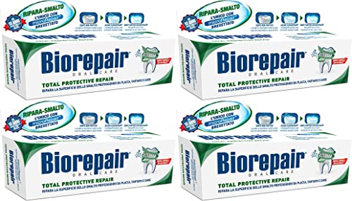 Biorepair: "Total Protective Repair" Toothpaste with microRepair, New Formula - 2.5 Fluid Ounce (75ml) Tubes (Pack of 4) [ Italian Import ]