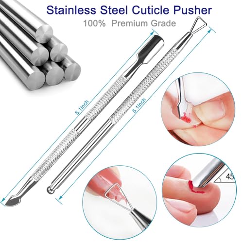 Ingrown & Thick Toenail Clippers Set, 8 Pcs Heavy Duty Stainless Steel Nail Nippers Kit, Lengthened Non-Slip Ergonomic Handle Manicure & Pedicure Tools for Seniors Men Women Diabetic Users Stainless Steel, Black