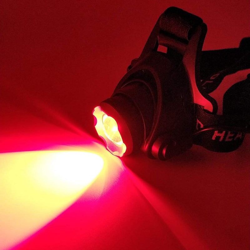 Hunting Red Light Headlamp Zoomable LED Headlight with 3 Lighting Mode and Water Resistant for Running Camping Hiking Reading. 1-Pack