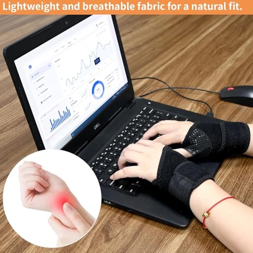 Adjustable Carpal Tunnel Wrist Brace, 2-Pack Adjustable Support for Pain Relief, Arthritis & Tendonitis, Comfort Fit for Men & Women (Black)