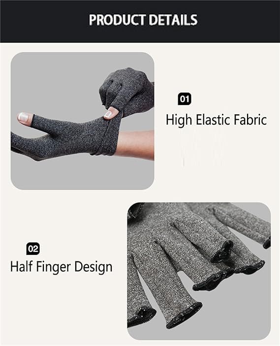 Premium Bamboo Gloves, Compression Bamboo Arthritis Gloves, Bamboo Compression Gloves for Women, Men Large Gray - BeesActive Australia