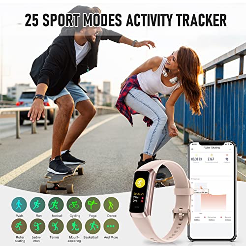 Fitness Tracker with 24/7 Heart Rate, Activity Trackers with Blood Pressure Sleep Monitor, 1.10" AMOLED Screen Step Tracker, Waterproof Step Counter, Health Smart Watch Pedometer for Women Men pink