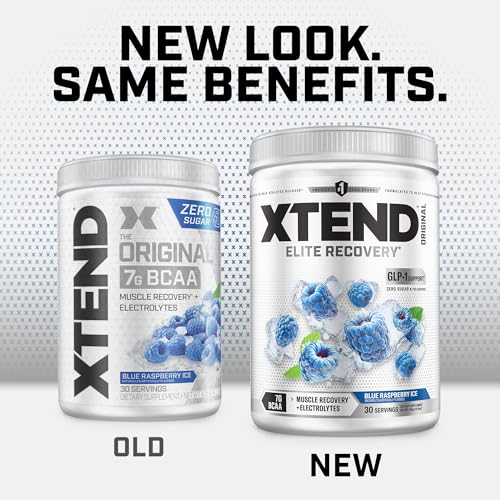 Xtend Original BCAA Powder with Zero Sugar, Blue Raspberry Ice, 30 Serv 13.2 Ounce (Pack of 1)