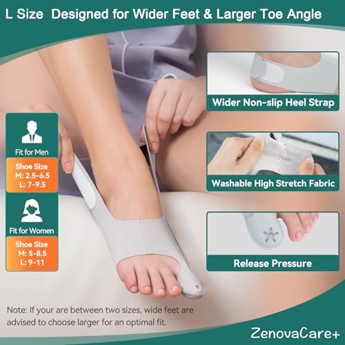 Bunion Corrector Sleeve for Men/Women, 1 Pair Day & Night Toe Alignment,Orthopedic Post-Workout Recovery Foot Brace, Hallux Valgus Toe Straightener for Daily Use (Large) Large