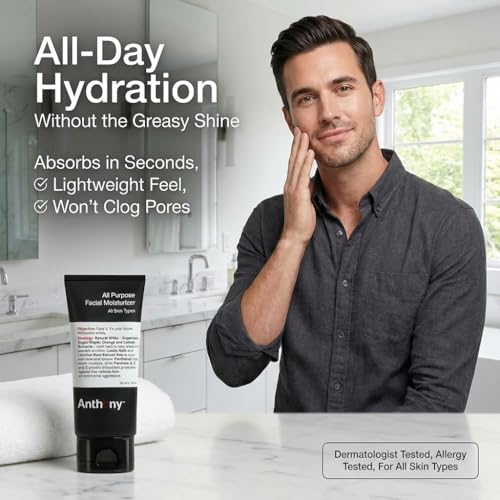 Anthony All-Purpose Facial Moisturizer – Men’s Hydrating Lotion for Dry Skin – Lightweight, Non-Comedogenic, Anti-Aging Formula – 3 Fl Oz 3 Fl Oz (Pack of 1)