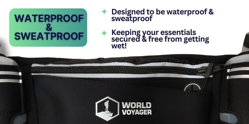 Hydrabelt Ultra Hydration Belt for Runners, 2 Pockets, 10oz BPA Free Water Bottles, No Bounce, Waterproof, Black, One Size, Hydration belt with 2 pockets and 2 water bottles