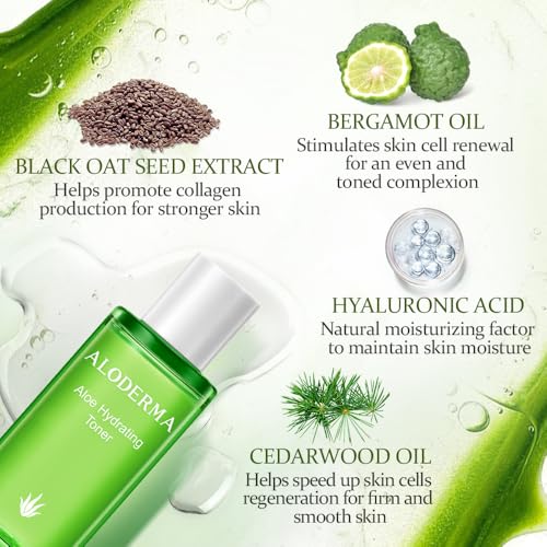 Aloderma Hydrating Facial Toner, 91% Organic Aloe + Hyaluronic Acid, 4.2 oz