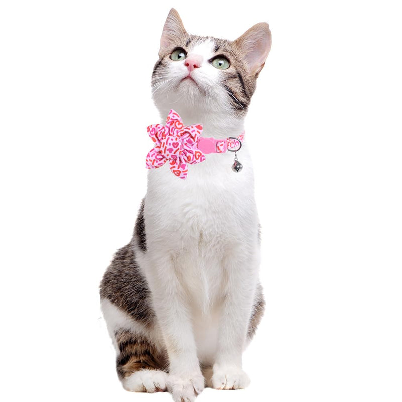 Valentine's Day Cat Collar Breakaway with Cute Sunflower and Bell for Kitty Adjustable Safety Love Heart - BeesActive Australia