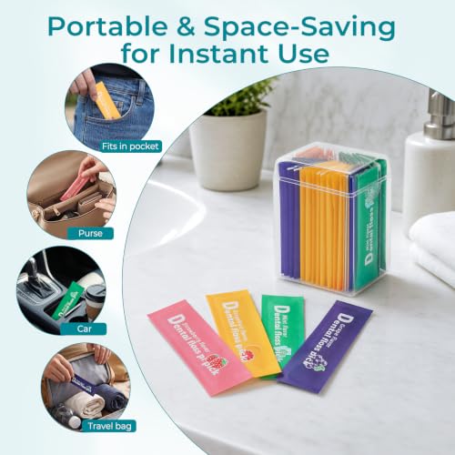 200Pcs Individually Wrapped Dental Floss Picks, Travel Floss Single Bag 200