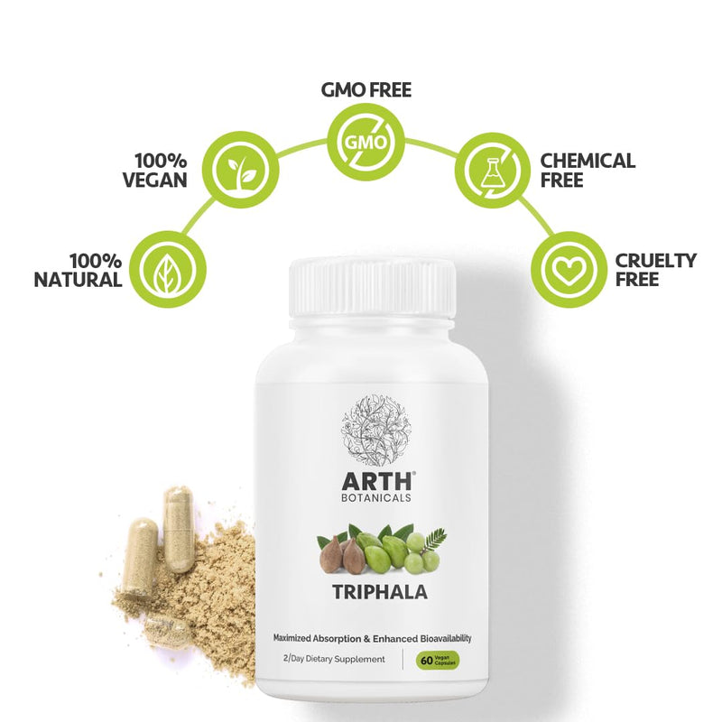 Triphala Capsules - for Daily Use, Overall Wellness - 60 Vegan Capsules for Maximum Absorption & Potency -100% Organic - BeesActive Australia