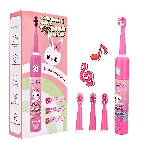 OJV 8620 Musical Electric Toothbrushes 8630 Kids Sonic Electric Toothbrushes (Pink+Bule)