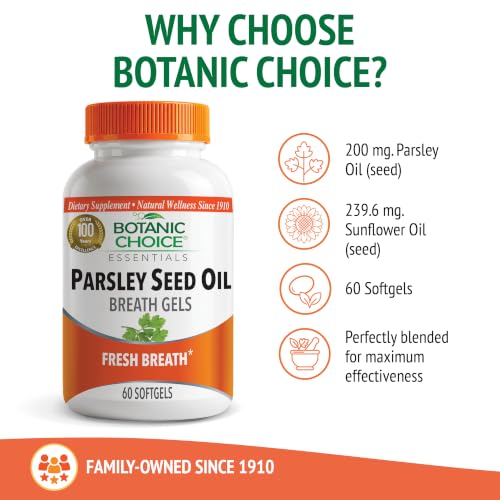 Botanic Choice Parsley Seed Oil 2 Pack 120 Softgels Breath Odor Neutralizer 60 Count (Pack of 2)