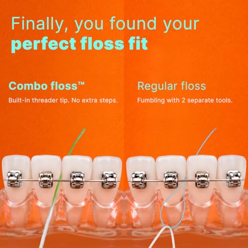 2-in-1 Floss Threader, Braces Bridges & Implants, PFAS Free, 2-Pack Braces, Bridges & Implants