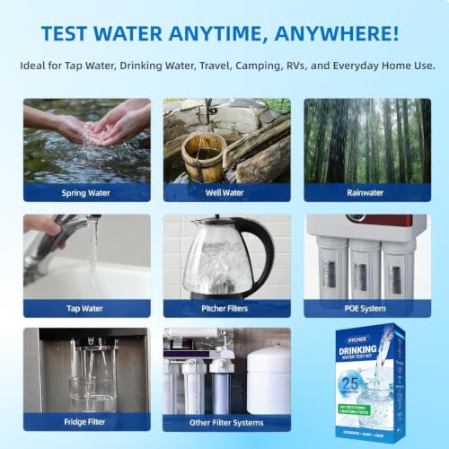 25 in 1 Home Drinking Water Test Kit, 165 Strips + 2 Bacteria Tests