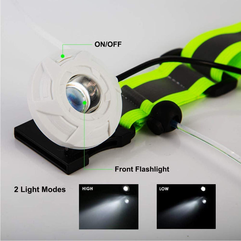 LED Running Vest Light Rechargeable Reflective Safety Ultralight Bright Chest Lamp Adjustable Visibility Lightweight Rainproof Multicolored Fiber Optics for Women Men Kids Jogging Biking Riding