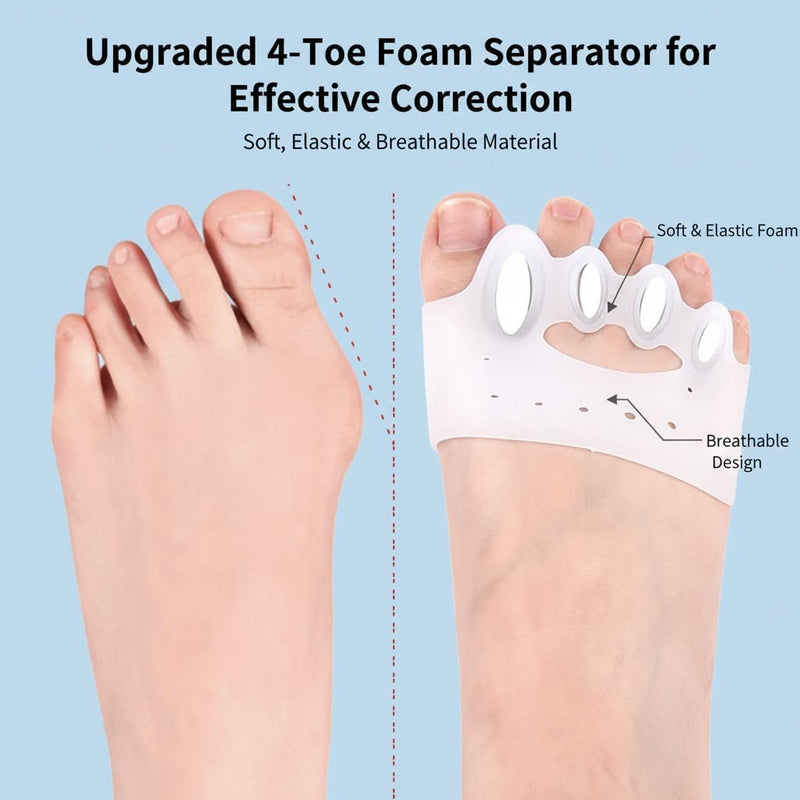 Upgraded Toe Separators & Toe Spacers for Women and Men - Podiatrist Recommended, Bunion Corrector, Foot Alignment and Pain Relief(2 Pair) 4