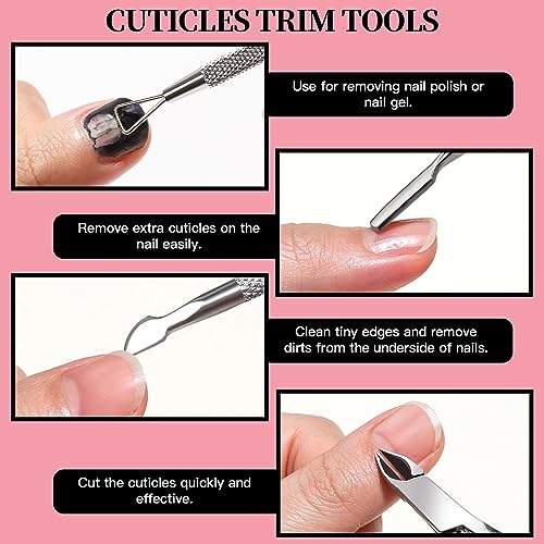 FANDAMEI Manicure Kit, Nail Files 100/180, Cuticle Nippers, Nail Buffer Block, Cuticle Pusher, Cuticle Peeler, Ingrown Toenail Tool, Toenail File, Nail Care Kit, Nail Tools for Manicure, White H-white