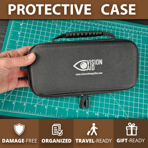 30x 10x VisionAid Hands-Free Magnifying Glass with Stand, Bright LED Light, Sturdy Storage Case - Handheld Magnifier for Reading Battery Powered - 36 Ultra Bright LED with Case