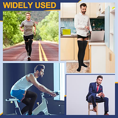Zhanmai 2 Pairs Thigh High Men's Compression Socks 20-30 Mmhg Compression Stocking with Silicone Grip Men's Dress Socks (3X-Large) 3X-Large