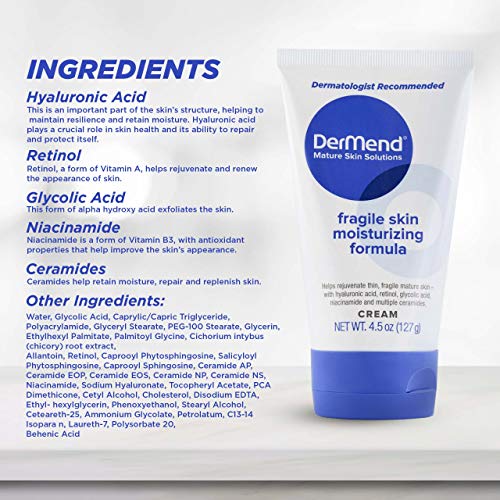 DerMend Fragile Skin Moisturizer 4.5 oz - Firms Aging Skin & Mature Skin 4.5 Ounce (Pack of 1)