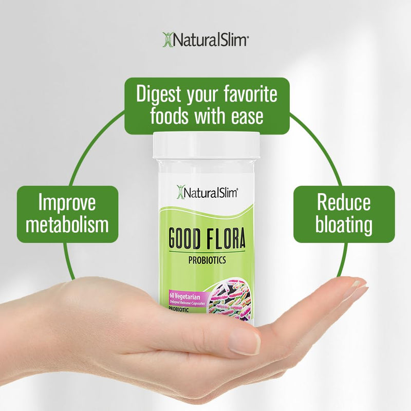 NaturalSlim Probiotic Gentle Formula, 60 Vegetarian Capsules | Gut Health, Digestion, Immune Support and De-Bloating Formula with 7 Probiotic Strains 60 Count (Pack of 1)