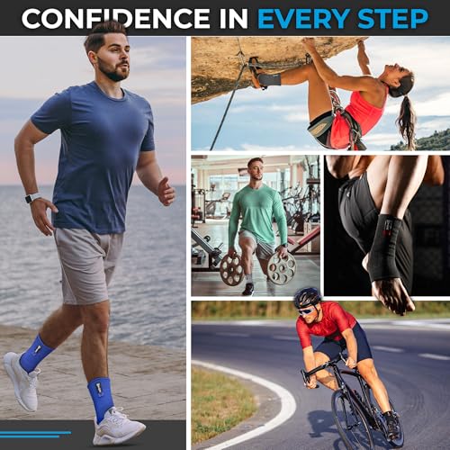 WYOX Ankle Brace & Wrist Wraps Bundle – Compression Ankle Support Sleeve for Sprain, Achilles Tendonitis + Adjustable Wrist Wraps for Weightlifting, Gym, Powerlifting & Sports Training (Unisex)