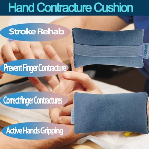 1 Pcs Hand Contracture Cushion Palm Grip |for Stroke Recovery |100% Wool filling Soft and Breathable Palm Protector With Elastic Strap 2 Piece Blue