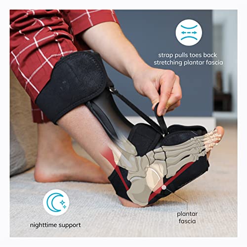 BraceAbility Plantar Fasciitis Night Splint - Dorsal Plantar Fascia Night Splint, Achilles Tendonitis Foot Brace for Plantar Fasciitis Relief, Heel Pain Sleeping Boot - Fits Men and Women (S/M) S/M