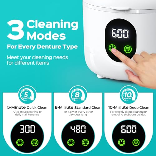 COSLUS C60 Ultrasonic Retainer Cleaner Machine, 45kHz Dental Cleaning Pod White