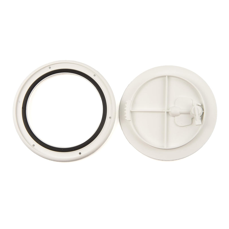 T. H. Marine T-H Marine Boat Hatch Deck Access Plate - Cam-Out Quick Release Round Inspection Hatch Port Hole Cover Plate Includes Textured Waterproof Lid - 8", White 8-1/4 hole