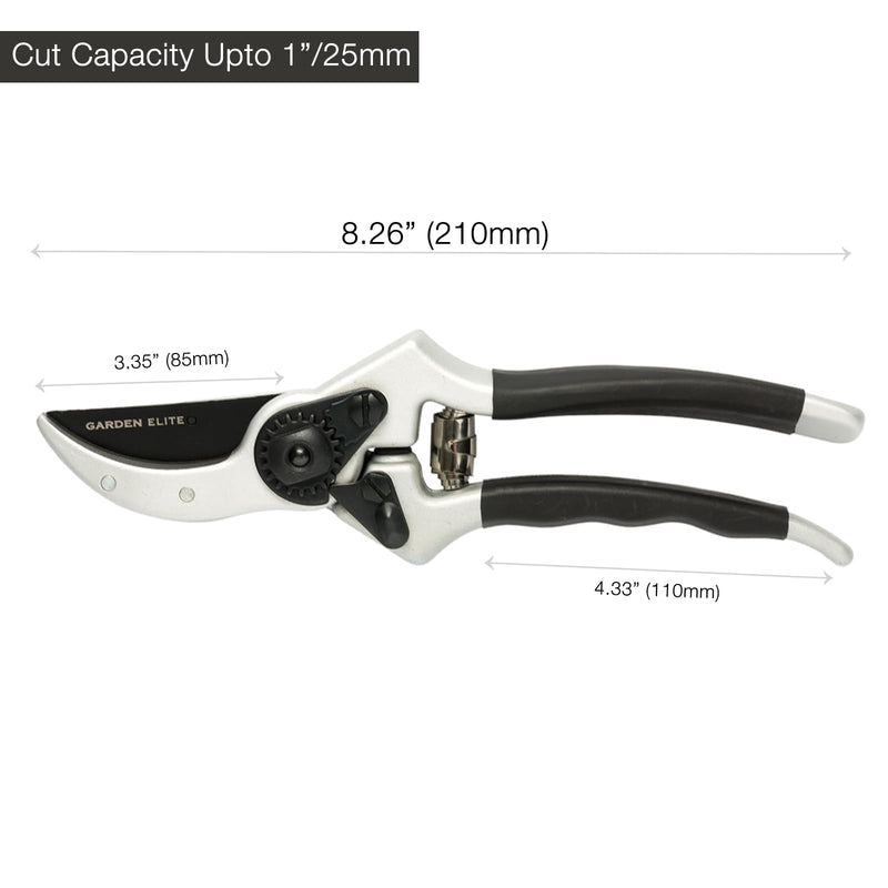 Razor Sharp Bypass Pruning Shears - Lifetime Replacement - Free Extra Blade, Spring & eBook - Japanese Steel - Premium Hand Pruners - Garden Shears - Garden Clippers - Secateurs with Ergonomic Handles SK5 steel, Aluminium, Teflon coating, Rubber Handle - BeesActive Australia
