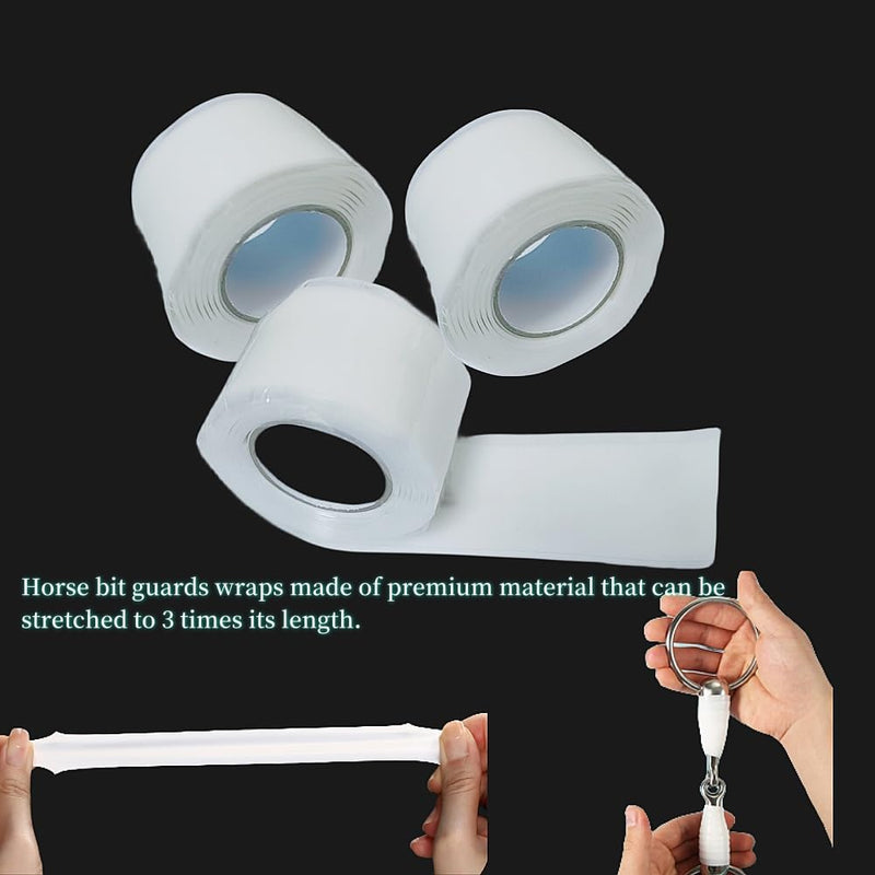 3 Rolls Horse Bit Wrap Tape Bit Protector Bit Guard Tape for Horses Bit Care Wrap for Equines Equestrian Bit Tape Bit Shielding Tape Equine Bit Wrap（White - BeesActive Australia