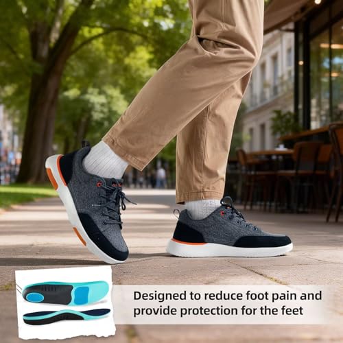 OrthoComfoot Men's Orthopedic Cushioned Walking Shoes with Arch Support, Plantar Fasciitis Relief, Breathable Orthotic Fashion Sneakers for All-Day Standing & Heel Pain 10 W3-denim