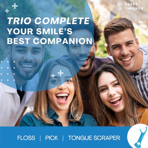 3-in-1 Complete Dental Care Set (5 Pack - 250 Count): Double Thread Floss Picks, Toothpicks, and Tongue Scraper - Your Oral Hygiene Solution with Disposable Floss Sticks for On The Go or Travel 5