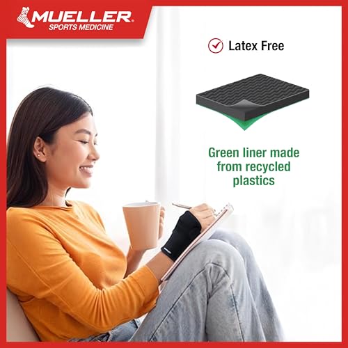 MUELLER Sports Medicine Reversible Green Wrist Brace for Men and Women, Wrist Pain Relief Support, Ideal for Carpal Tunnel, Tendonitis, Arthritis, Fits Left or Right Hand, Black, One Size