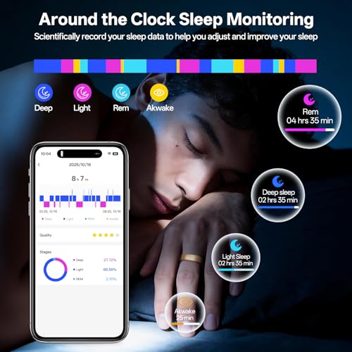 Smart Ring for Women & Men, Health Fitness Tracker Ring Silver 13#