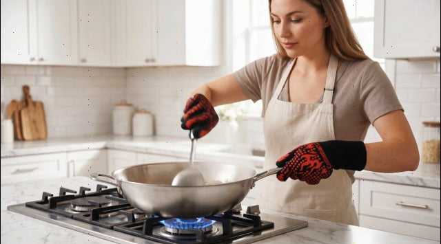 Comsmart BBQ Gloves, 1472F Heat Resistant Silicone Non-Slip Oven Mitts, Long Kitchen Gloves Perfect for Grilling, Cooking, Baking, Cutting, Blue