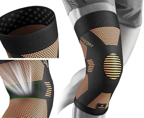 NEENCA Copper Knee Brace, Compression Knee Sleeve for Women/Men Pain Relief Large High Copper-Single