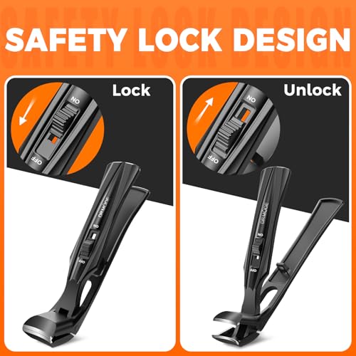 DRMODE Toenail Clippers for Seniors Thick Toenails, Angled Head Wide Jaw Black Big