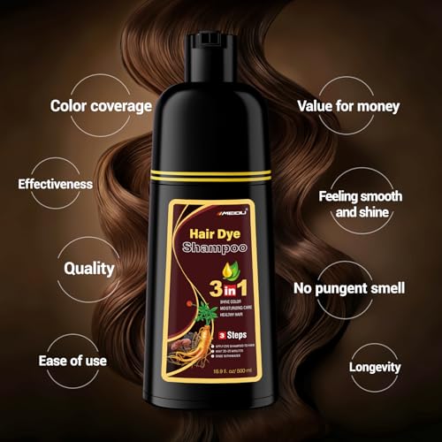 IIIMEIDU MEIDU Dark Brown Hair Dye Shampoo 3 in 1 for Women Men