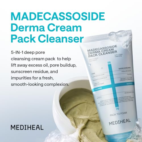 MEDIHEAL Madecassoside Derma Cream Facial Cleanser, Wash Mask (4.06 fl oz) 4.06 Fl Oz (Pack of 1)