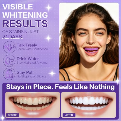 Purple Teeth Whitening Strips 21 Treatments, Enamel Safe - Non Sensitive Teeth Whitening - Non Slip Whitener Strips for a Brighter Smile (Pack of 42 Strips) 1 Count (Pack of 42)