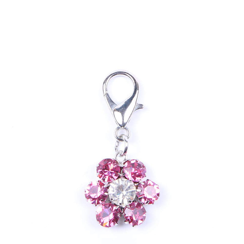 Bling Rhinestones Flower Charm Pendant Jewelry for Female Pet Dog Cat Necklace Collar Accessory (Pink) - BeesActive Australia