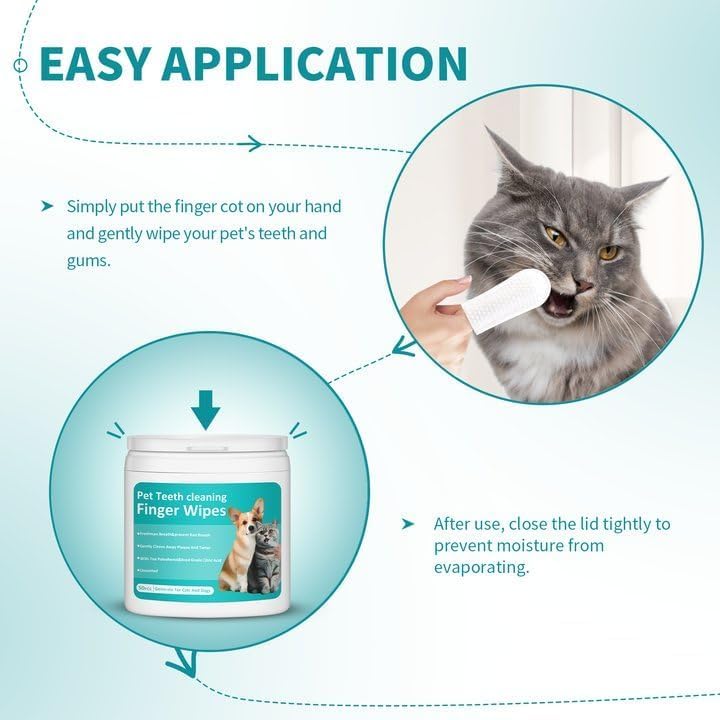 Natural Pet Dental Finger Wipes,2026 Pet Teeth Cleaning Finger Wipes for Dogs Cats,No Brushing Pets Oral Care Wipe for Fresh Breath (2 Box)