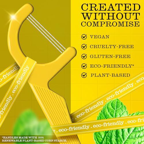 Twice 3-Strand Floss Picks – Dual Action Flosser & Toothpick, Wax-Coated Floss & Eco-Friendly Cornstarch Handles, Vegan, Shred Resistant, Strong Mint, 300 Ct (Pack of 2) 300 Count (Pack of 2)