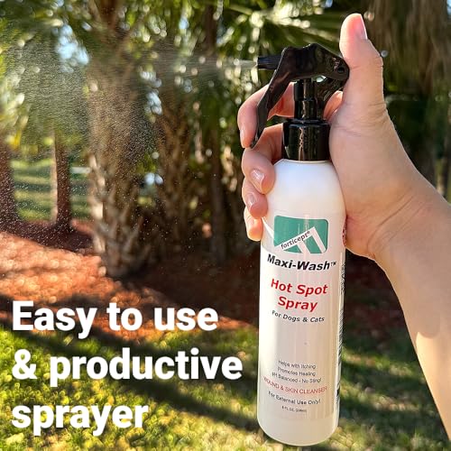 Forticept Maxi-Wash Hot Spot Cleansing Spray Treatment, Wound Care & Itch Relief Spray for Dogs and Cats. Relives Scratching, Rashes, Sores, Itchy Skin and Paw Licking 8 oz