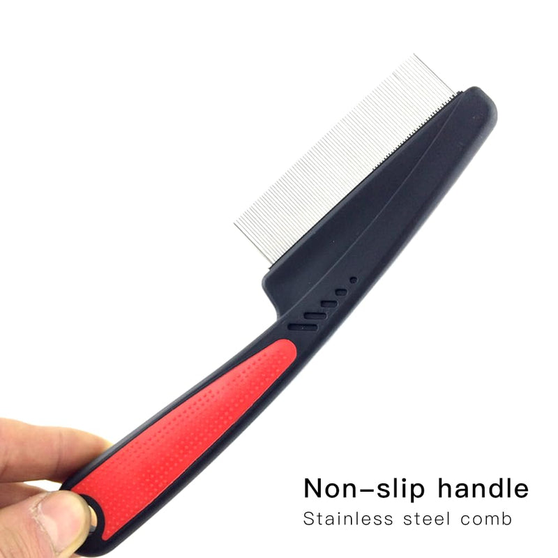 LJFEA Flea Comb for Dogs Cats Pack of 2 Professional Dog Cat Lice Comb Dust Comb Flea Comb Coarse & Fine Teeth Stainless Steel Lice Flea Comb - BeesActive Australia