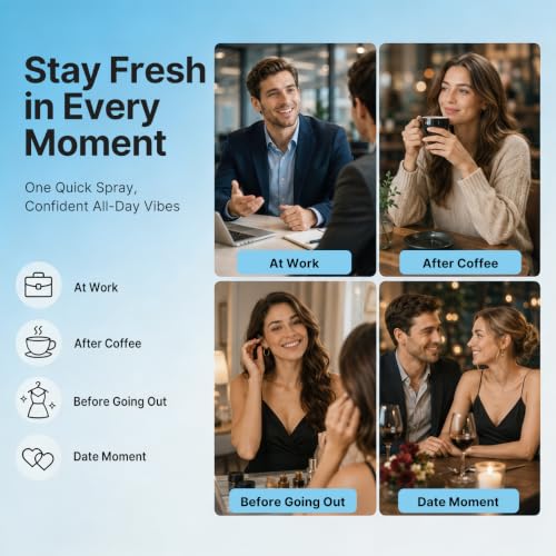 ZDEER PW13 Electric Cool Breath Spray, Probiotic Mouth Spray, Oral Spray Alcohol-Free for Fresh Breath & Dry Mouth,Rechargeable, 3 Flavor Cartridges, Travel Size, Ideal for Dating Office Daily Use Classic+3 Bombs Green