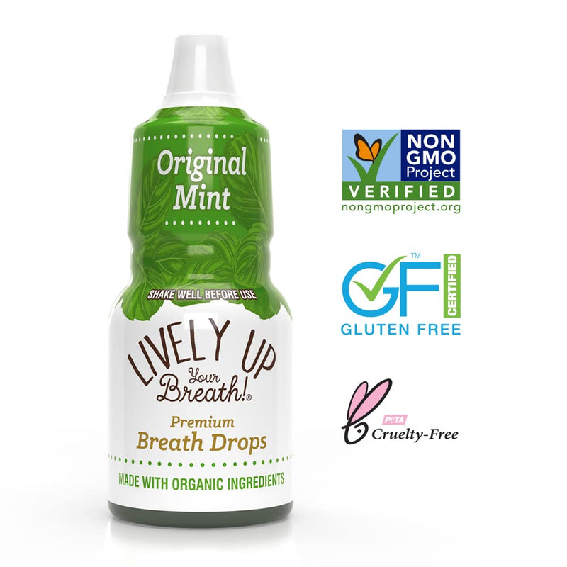 Lively Up Your Breath Premium Breath Freshener Liquid Drops with Organic Ingredients - Original Mint 3 Pack 0.27 Ounce (Pack of 3) - BeesActive Australia